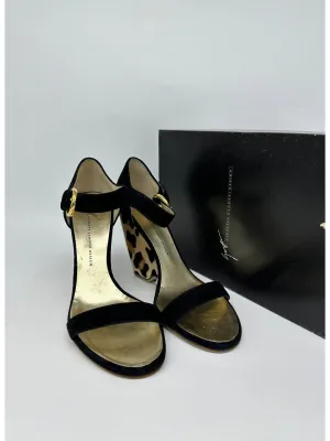 GIUSEPPE ZANOTTI Wedge Mary Janes Black Leopard print