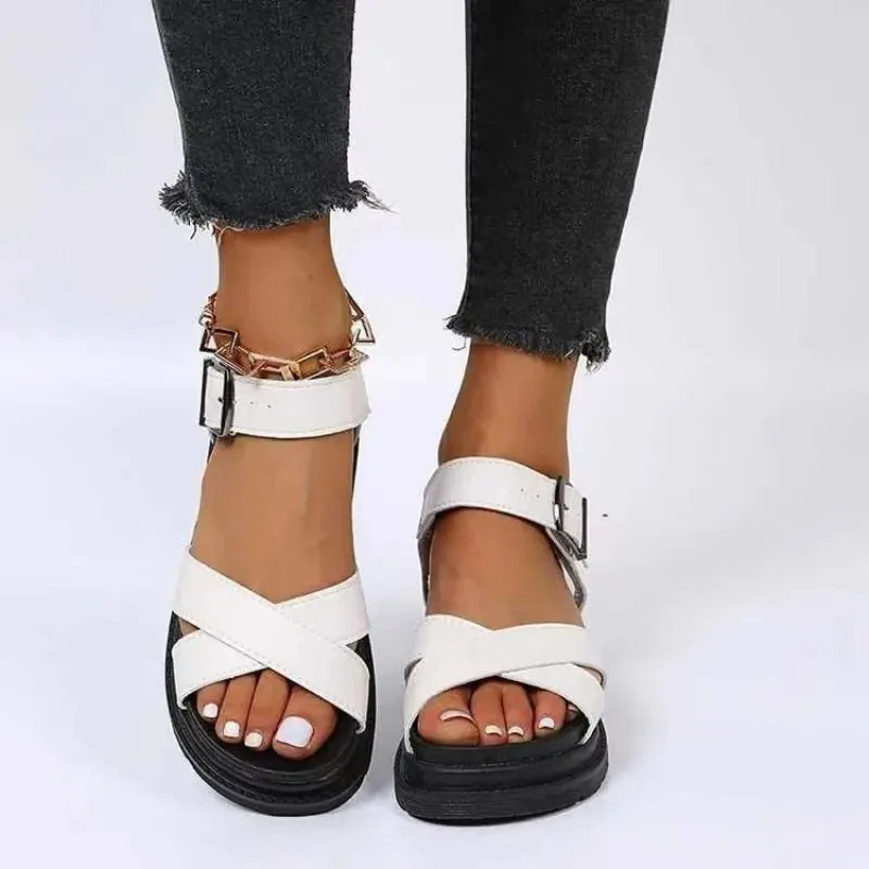 Hnzxzm Open Toe Flatform Wedges Shoes Woman Summer Beach Sandals Sexy Women Plus Size PU Leather Sandalias