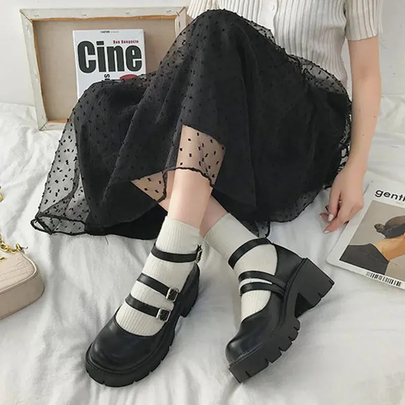 Hnzxzm Spring Thick Heels Platform Mary Janes Women Sweet Lovely Ankle Strap Lolita Shoes Woman Patent Leather High Heels Pumps