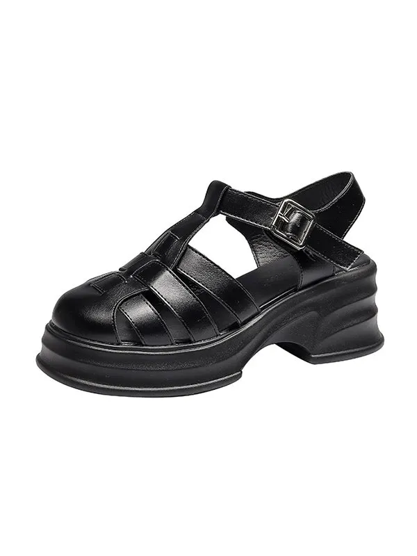 Hollow Round-Toe Sandals Platform Shoes Gladiators