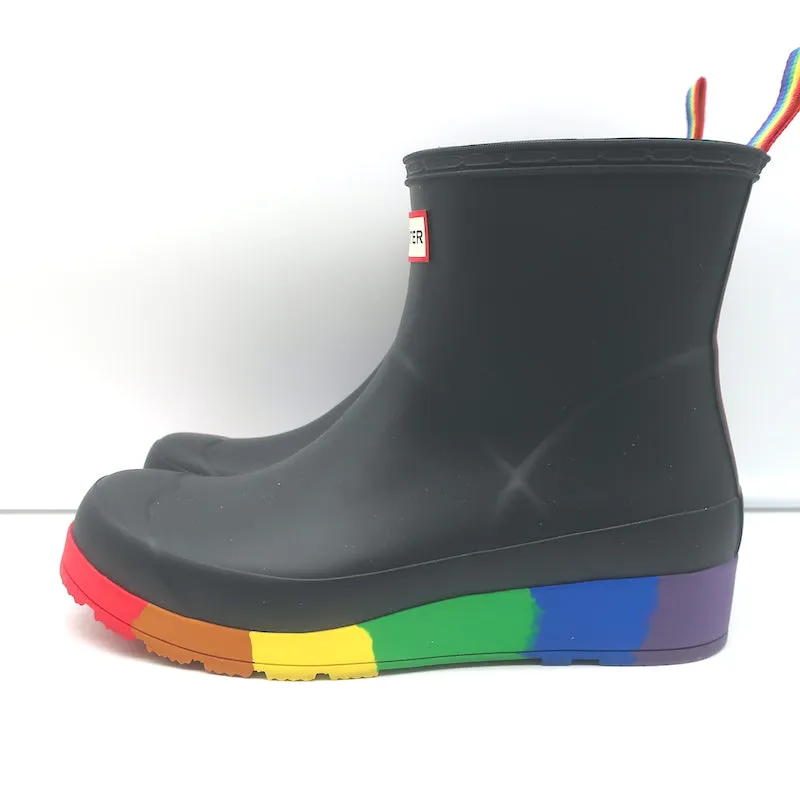 Hunter Original Pride Play Flatform Rain Boots Black/Rainbow Size 7