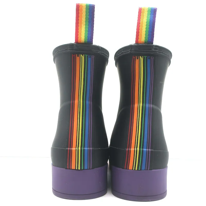 Hunter Original Pride Play Flatform Rain Boots Black/Rainbow Size 7