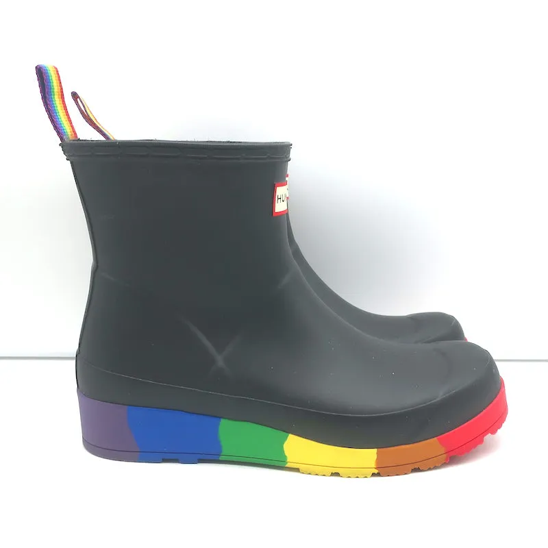 Hunter Original Pride Play Flatform Rain Boots Black/Rainbow Size 7