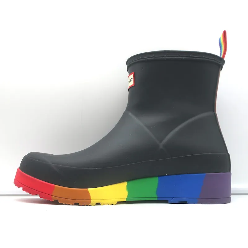 Hunter Original Pride Play Flatform Rain Boots Black/Rainbow Size 7