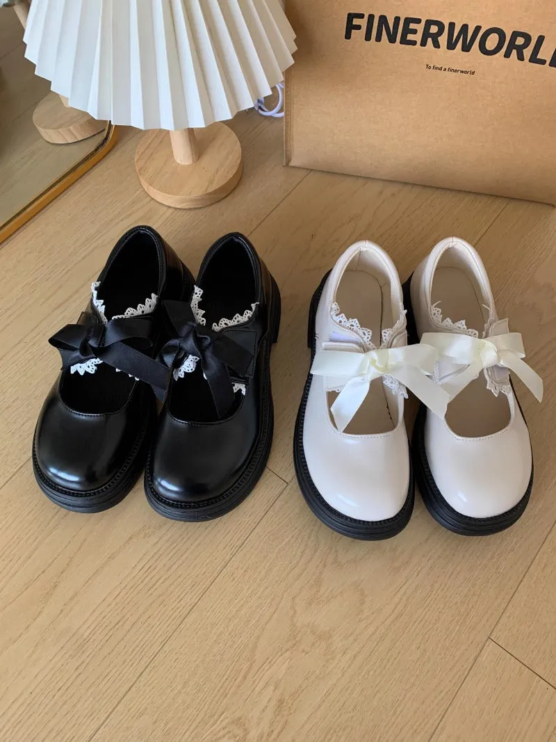 Lace Bow Ribbon Mary Janes