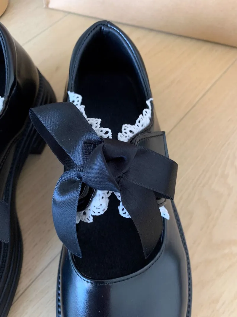 Lace Bow Ribbon Mary Janes