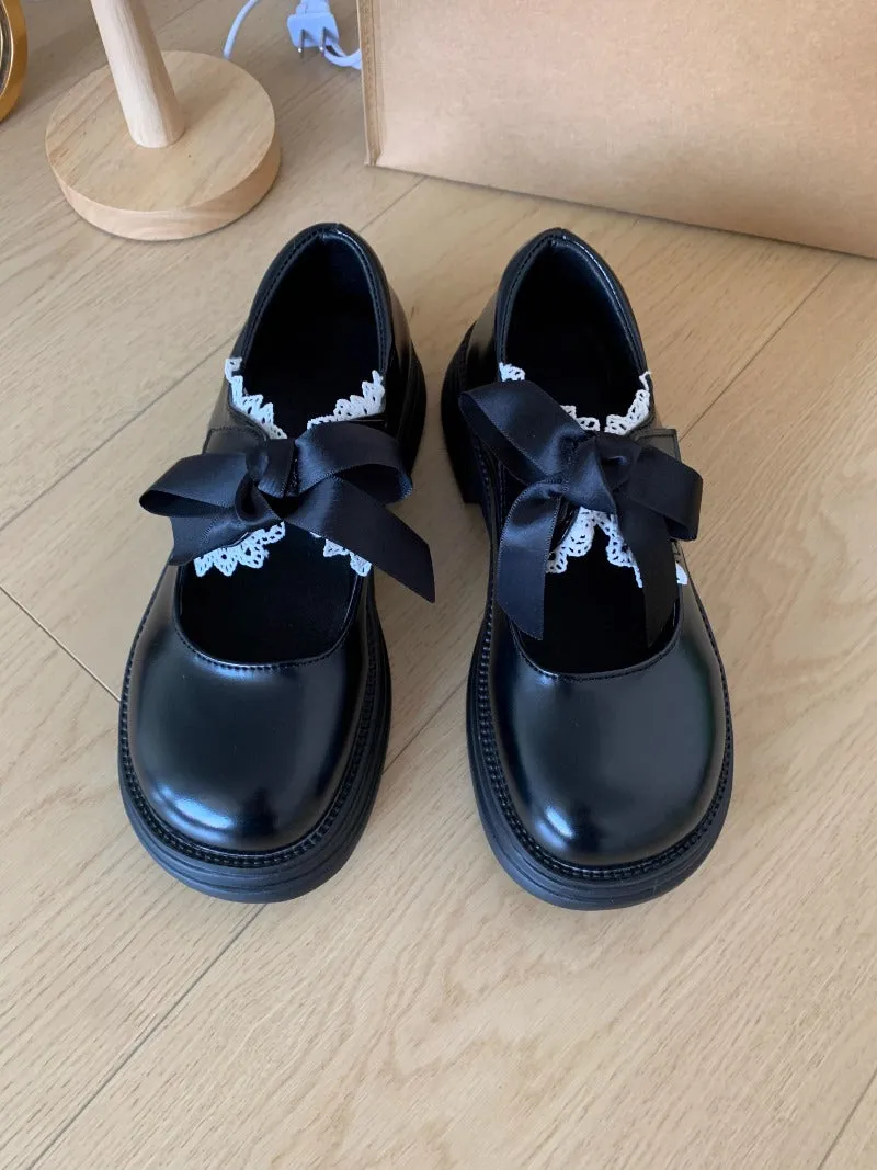 Lace Bow Ribbon Mary Janes
