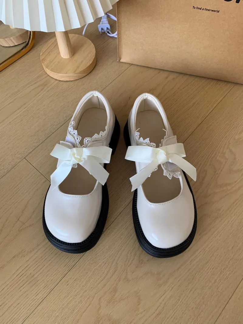 Lace Bow Ribbon Mary Janes