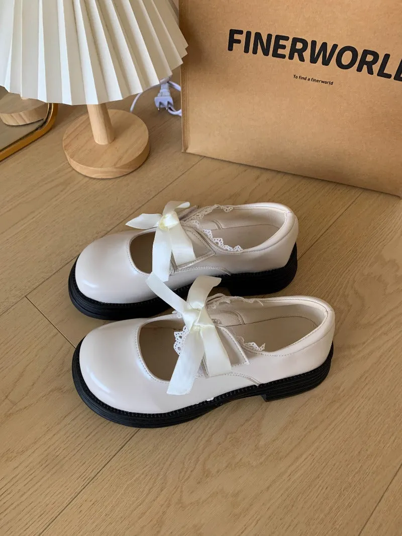 Lace Bow Ribbon Mary Janes