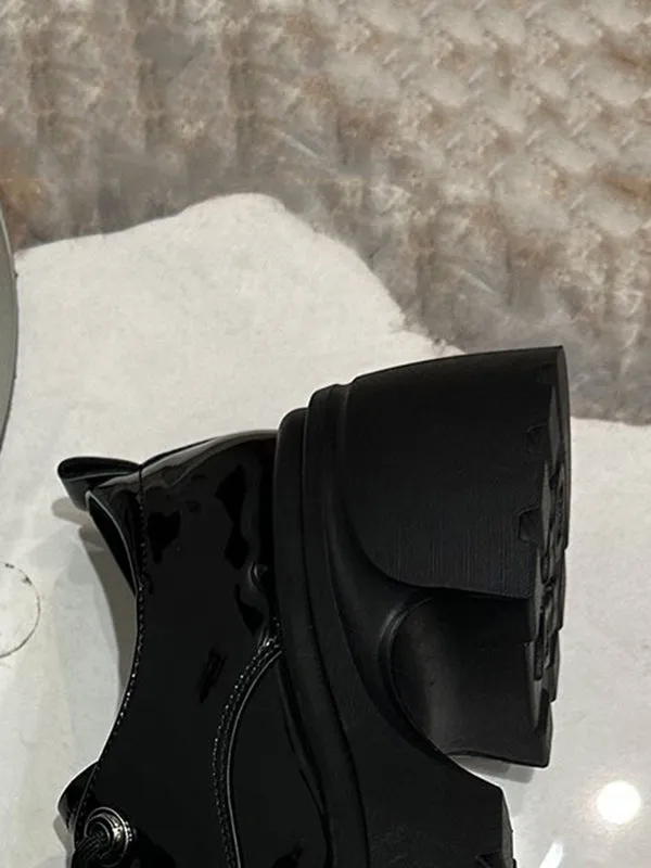 Lace-Up Round-Toe Split-Joint Platform Shoes Loafers