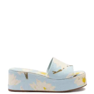 Larroude Alex Flatform Mule In Maya Printed Raffia