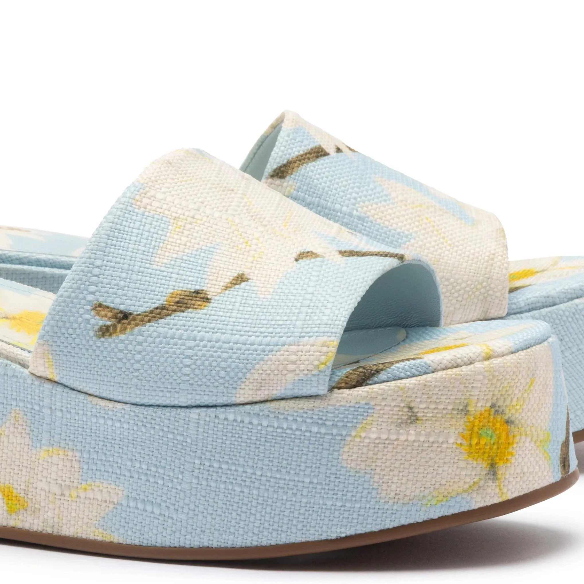 Larroude Alex Flatform Mule In Maya Printed Raffia