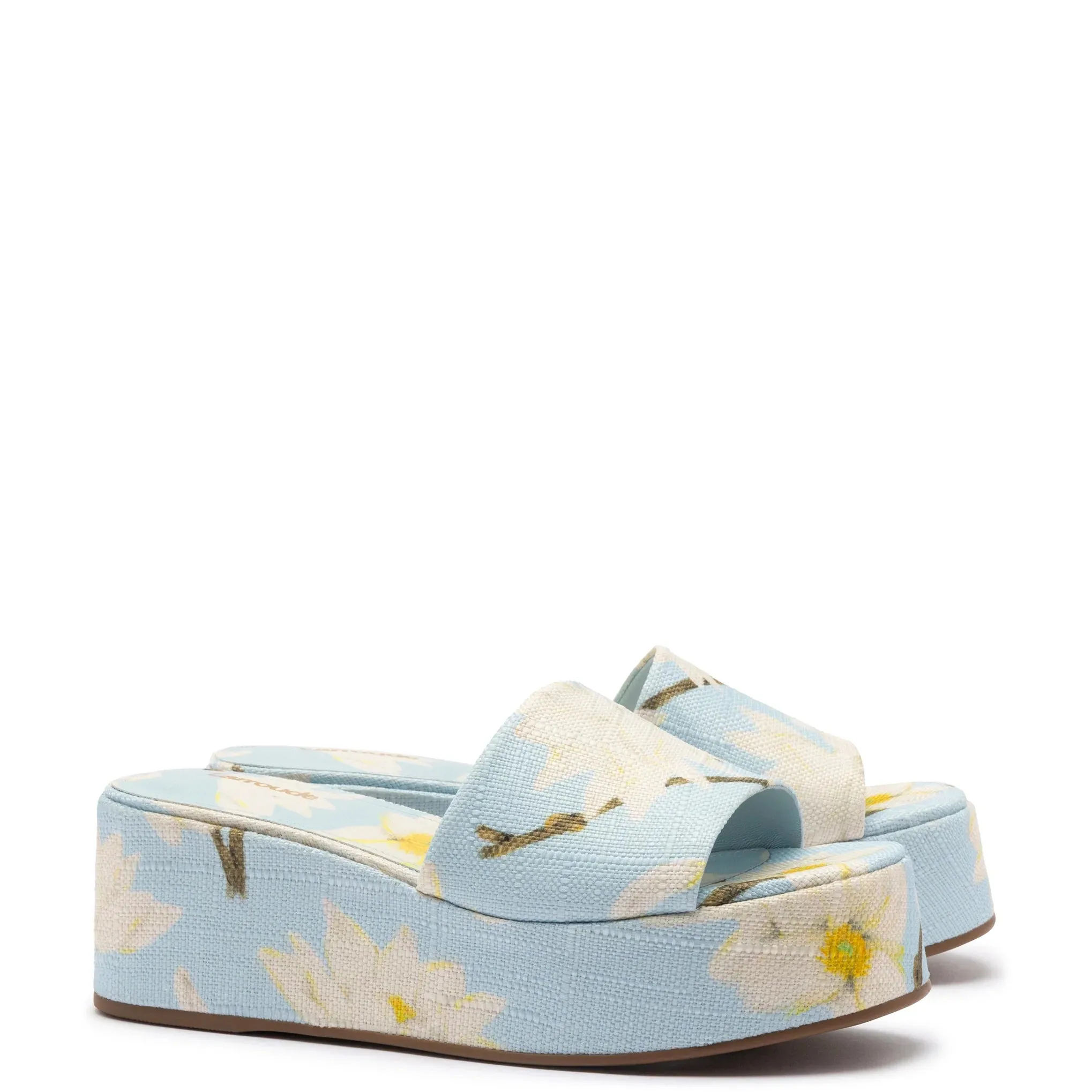 Larroude Alex Flatform Mule In Maya Printed Raffia