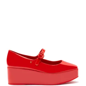 Larroude Blair Flatform In Scarlet Patent Leather