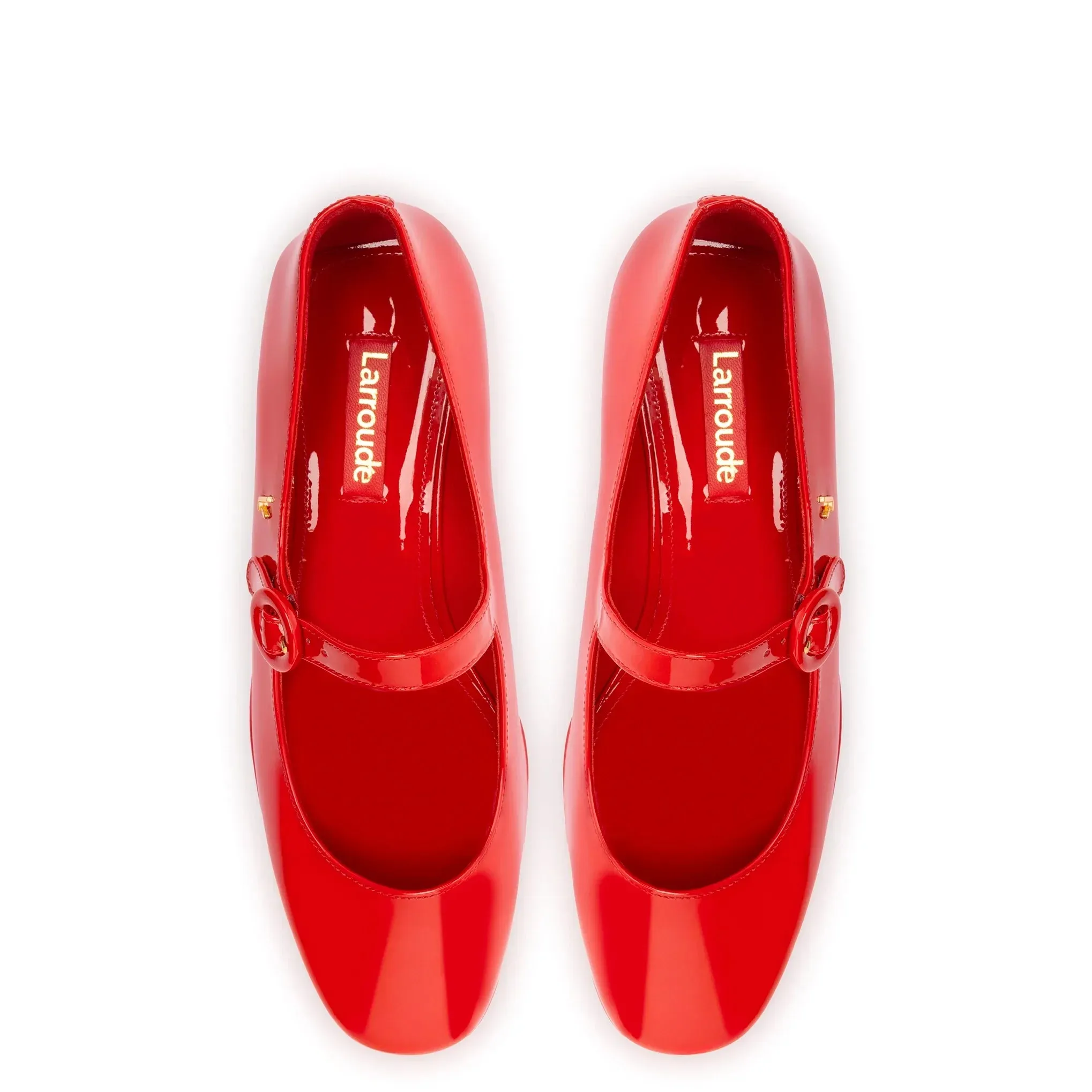 Larroude Blair Flatform In Scarlet Patent Leather