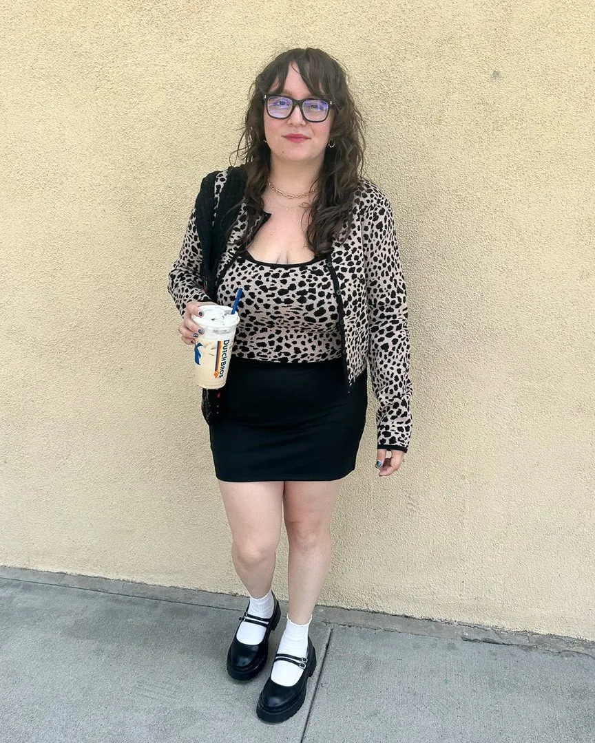 Leopard Print Round Neck Button Down Cardigan And Cami Set