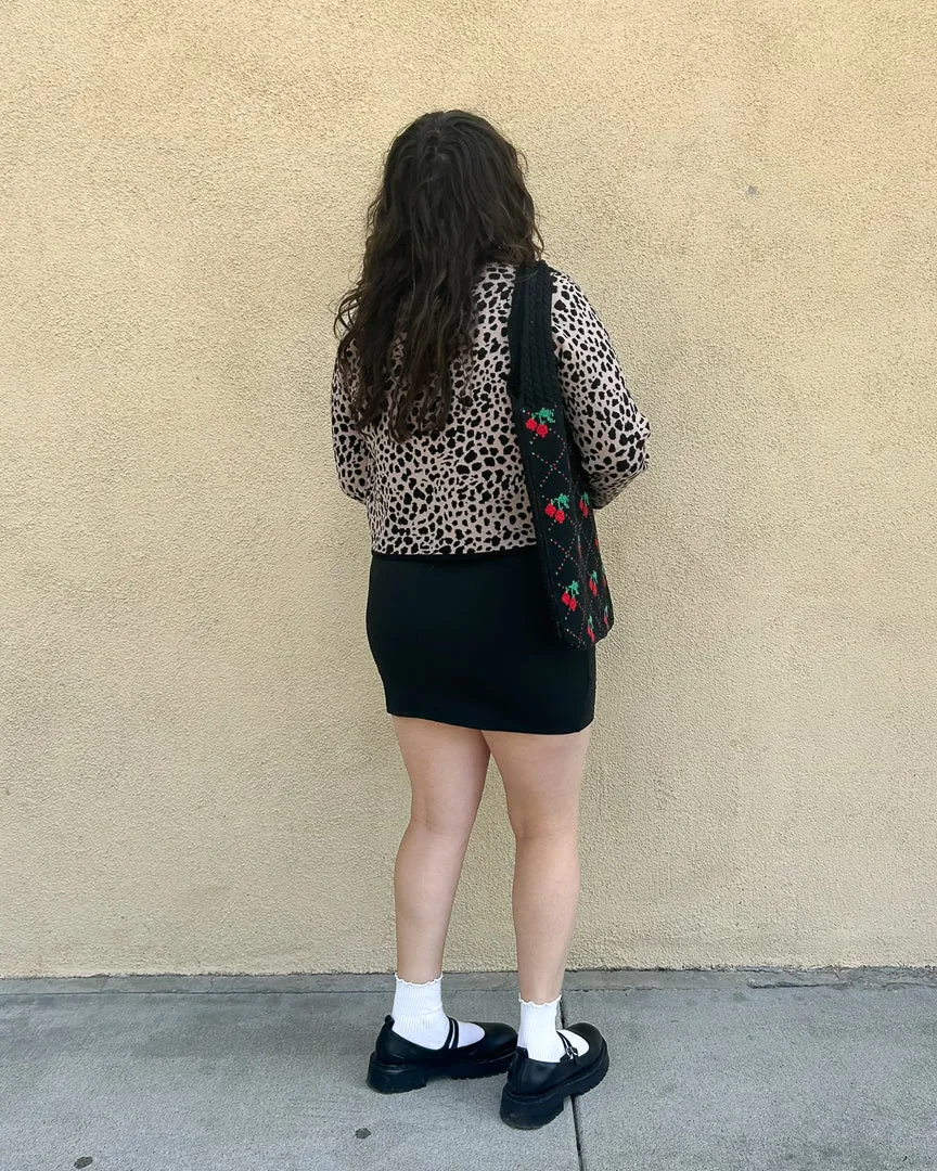 Leopard Print Round Neck Button Down Cardigan And Cami Set