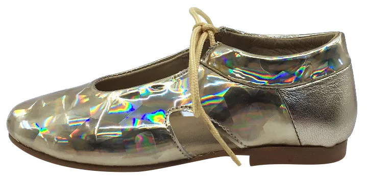Luccini Girl's Tie Front Flat , Gold