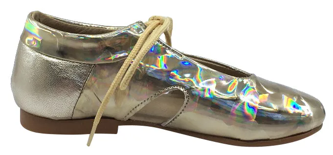 Luccini Girl's Tie Front Flat , Gold