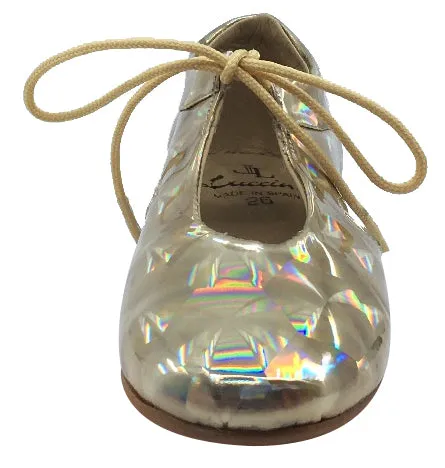 Luccini Girl's Tie Front Flat , Gold
