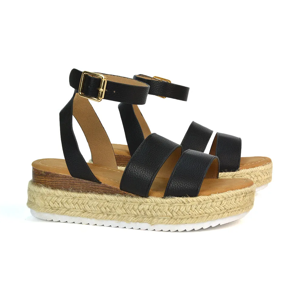 Lyds Flatform Strappy Summer Platform Flat Sandals in Gold