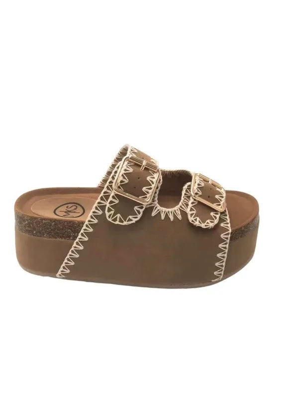 Makers NINA DOUBLE BUCKLE BANDS COMFORTABLE FLATFORM