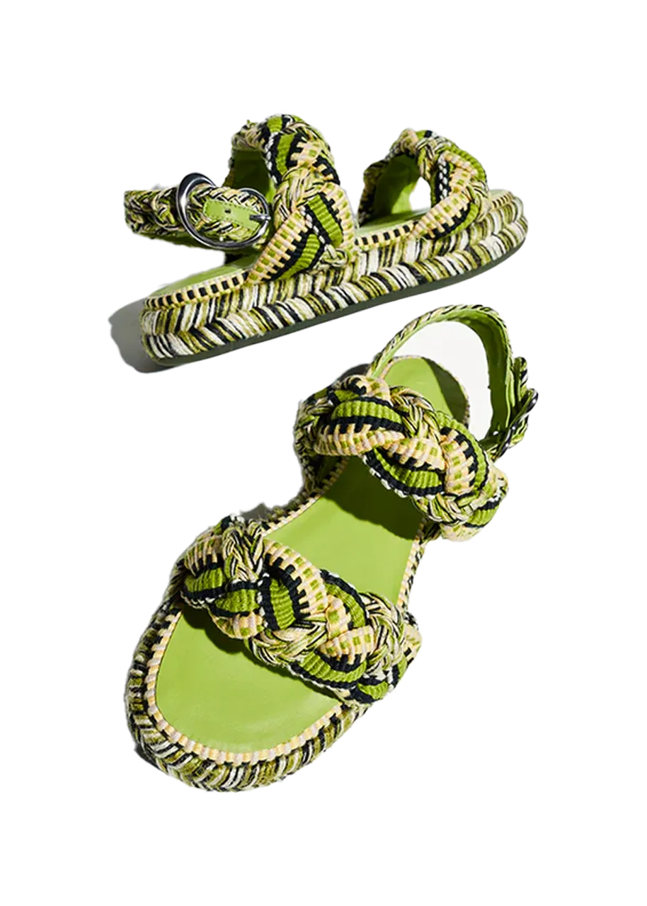 Maria braided flatform sandals in olive