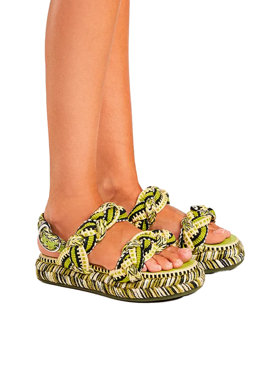 Maria braided flatform sandals in olive