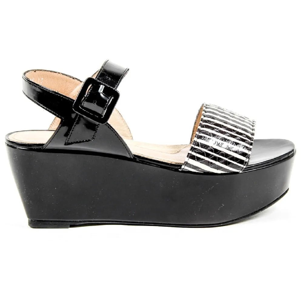Multicolor 37.5 EUR - 7.5 US Robert Clergerie Paris Womens Flatform Sandal FRAKS RAY JAZZ NOIR DBL PDR
