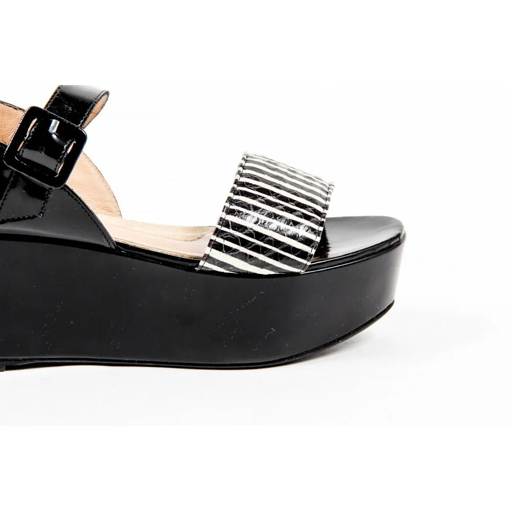 Multicolor 37.5 EUR - 7.5 US Robert Clergerie Paris Womens Flatform Sandal FRAKS RAY JAZZ NOIR DBL PDR