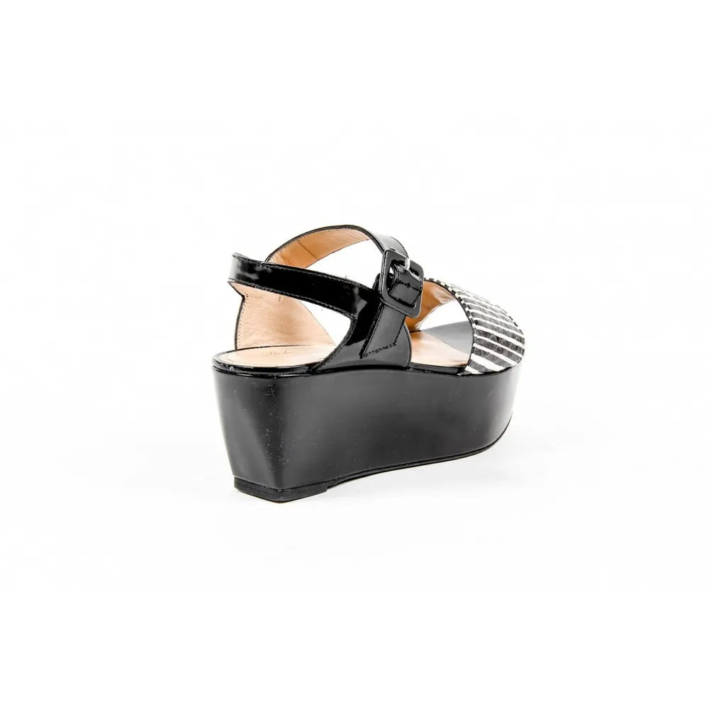 Multicolor 37.5 EUR - 7.5 US Robert Clergerie Paris Womens Flatform Sandal FRAKS RAY JAZZ NOIR DBL PDR