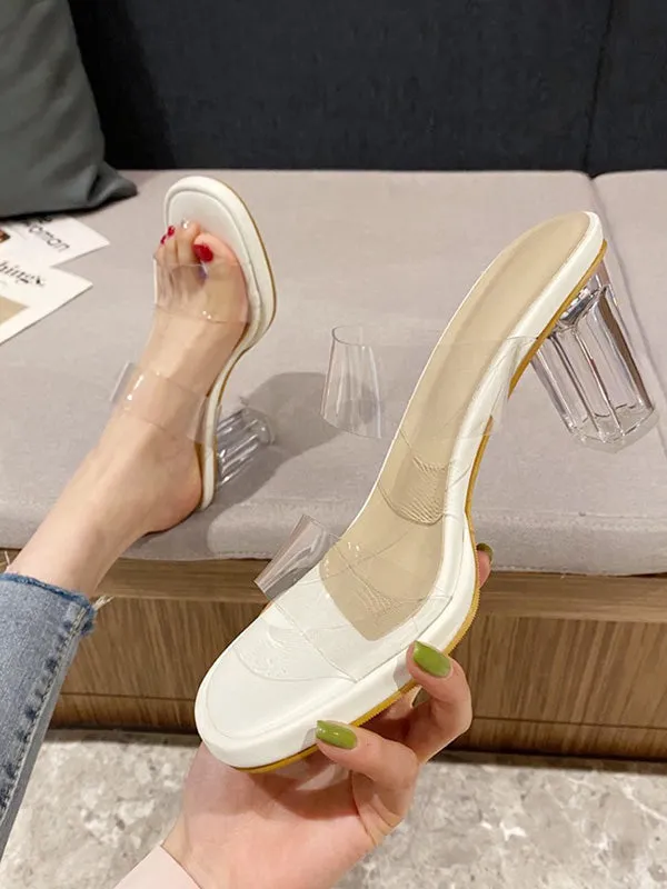 Open Toe Transparent Sandals Platform Shoes