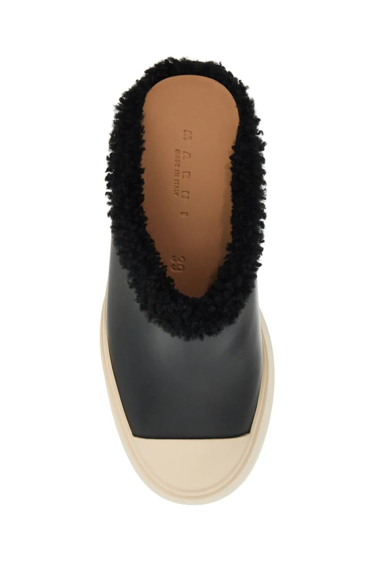pablo leather and shearling clog SNZW019202P5045 BLACK