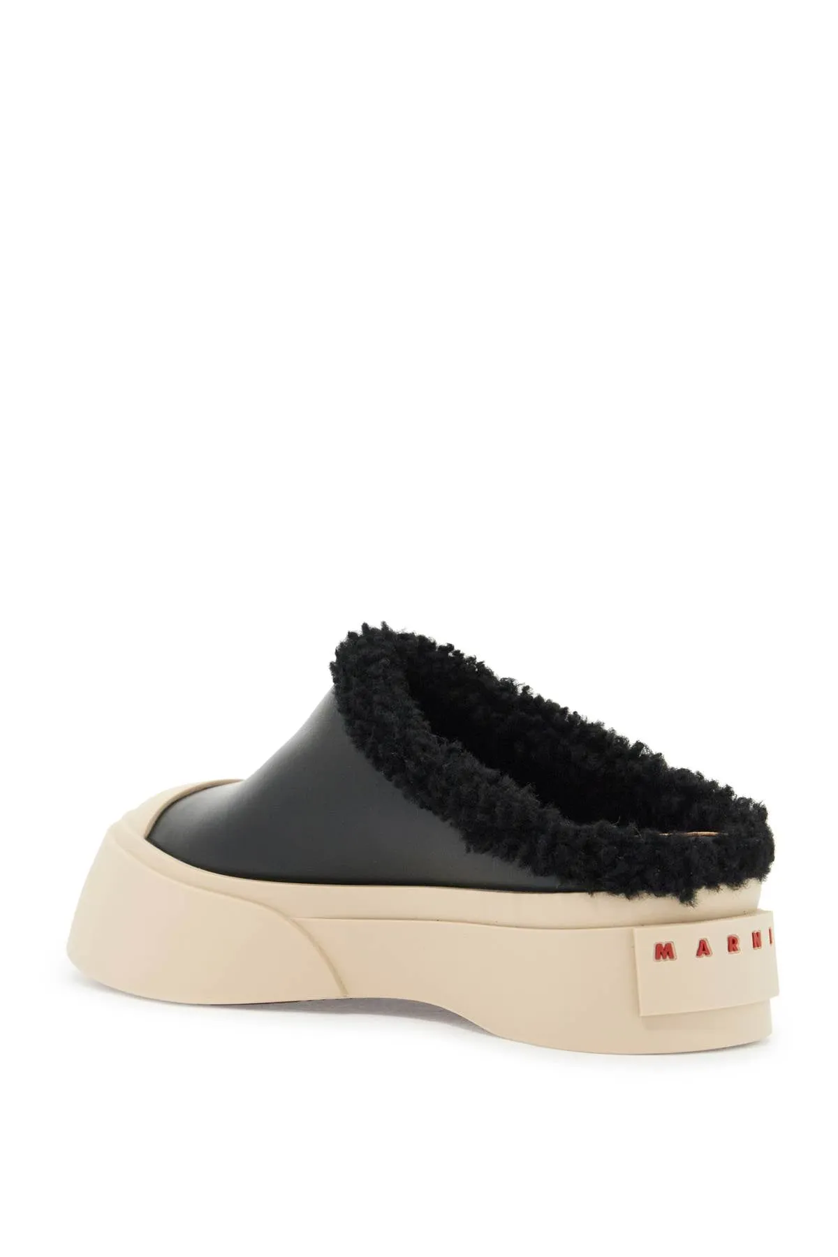 pablo leather and shearling clog SNZW019202P5045 BLACK
