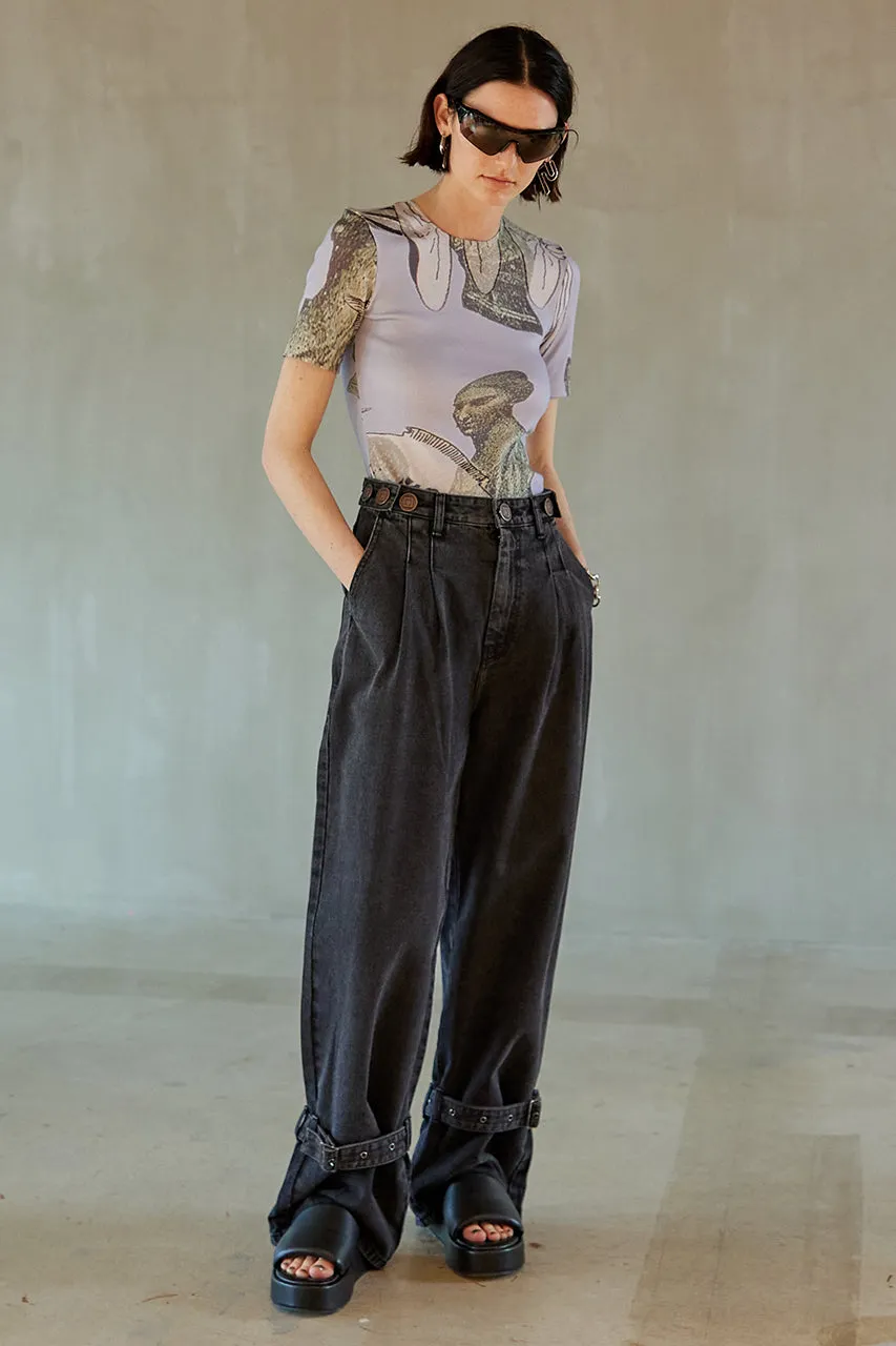 Phoebe Flatform Sandals : Faux Leather Stretch - SALE