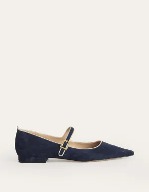 Pointed Toe Mary Jane Shoes-Navy