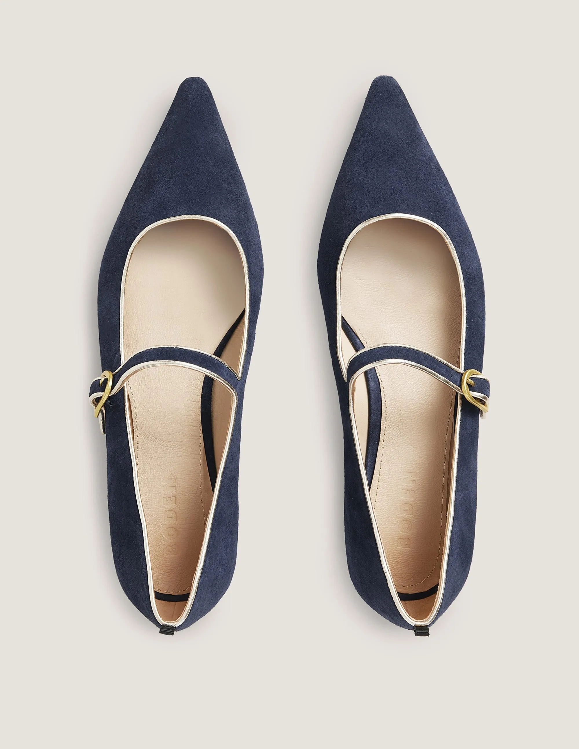 Pointed Toe Mary Jane Shoes-Navy
