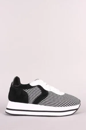 Qupid Flyknit Lace-Up Flatform Sneaker