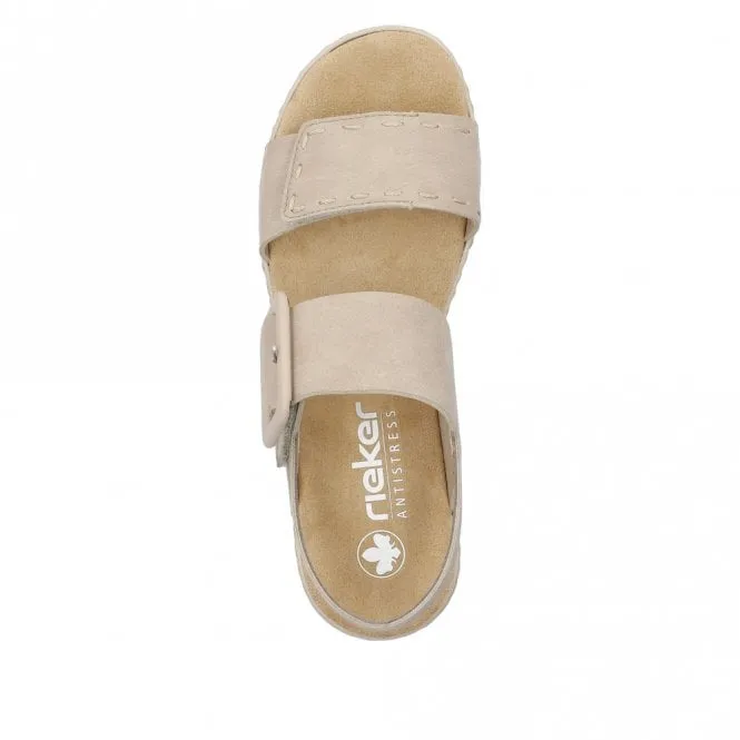 Rieker 62950-62 Ladies Adjustable Flatform Sandal Nude