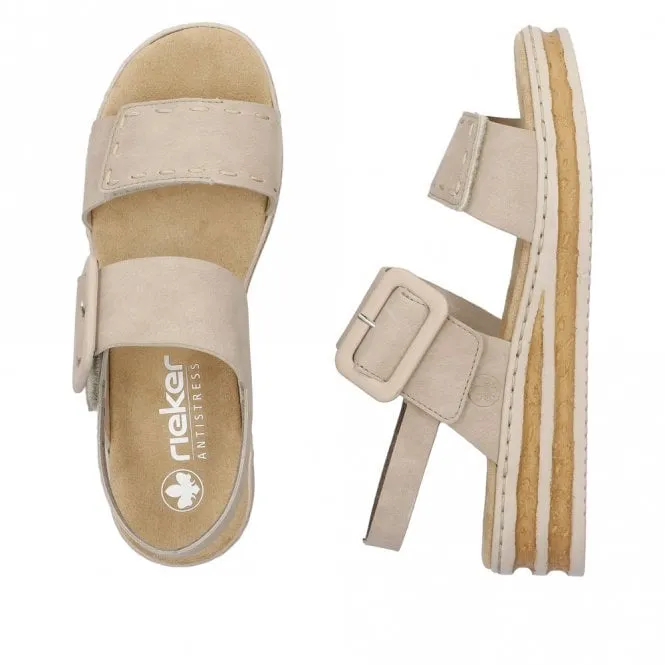 Rieker 62950-62 Ladies Adjustable Flatform Sandal Nude