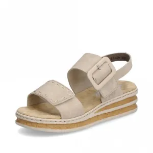 Rieker 62950-62 Ladies Adjustable Flatform Sandal Nude