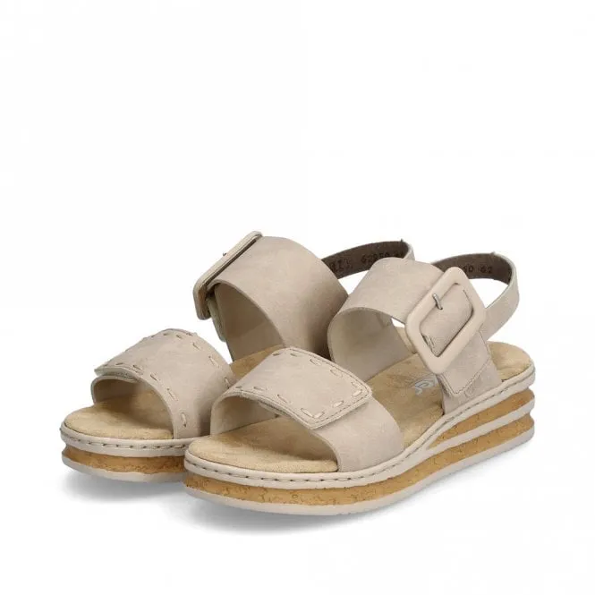 Rieker 62950-62 Ladies Adjustable Flatform Sandal Nude