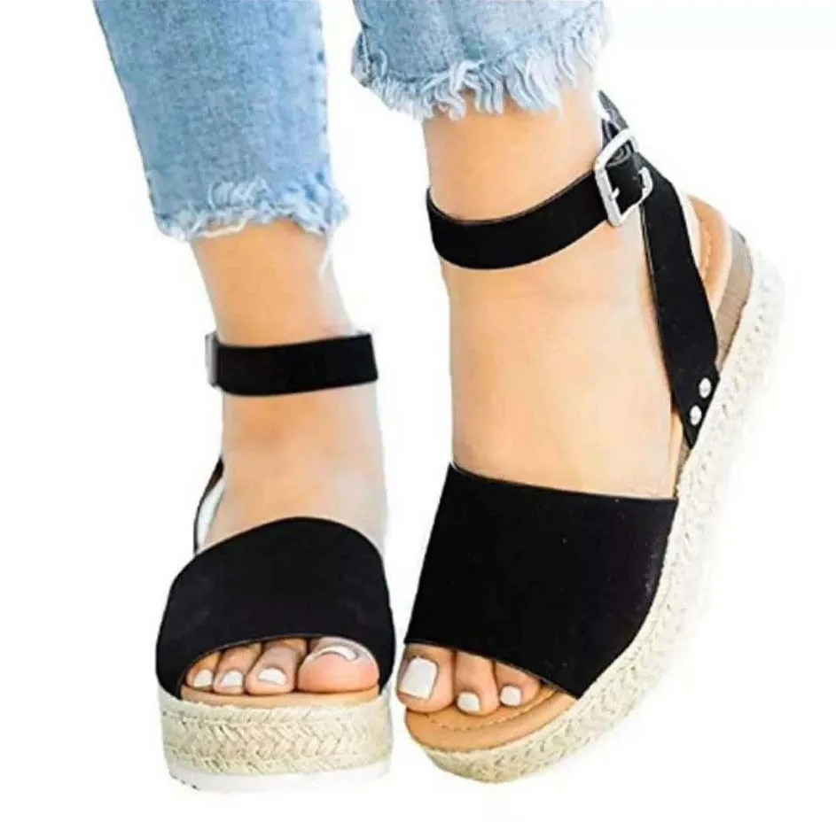 Slip On Platform Espadrille Flat Sandal