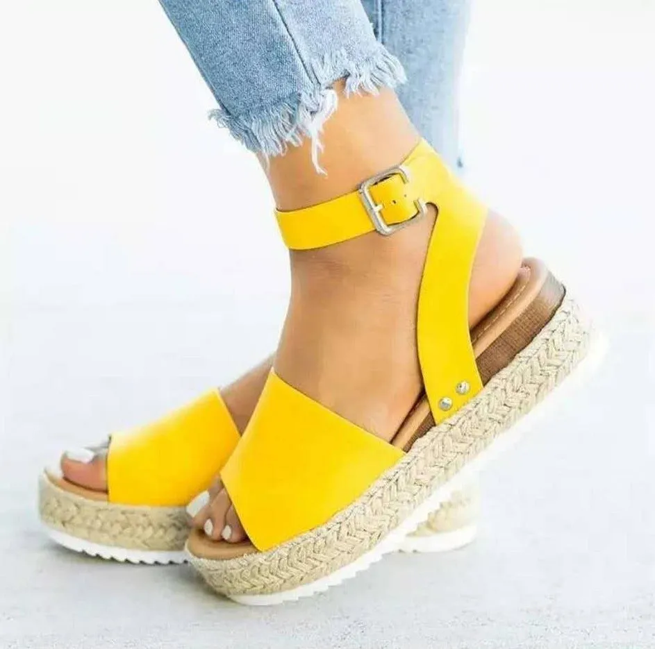 Slip On Platform Espadrille Flat Sandal