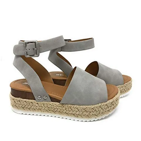 Slip On Platform Espadrille Flat Sandal