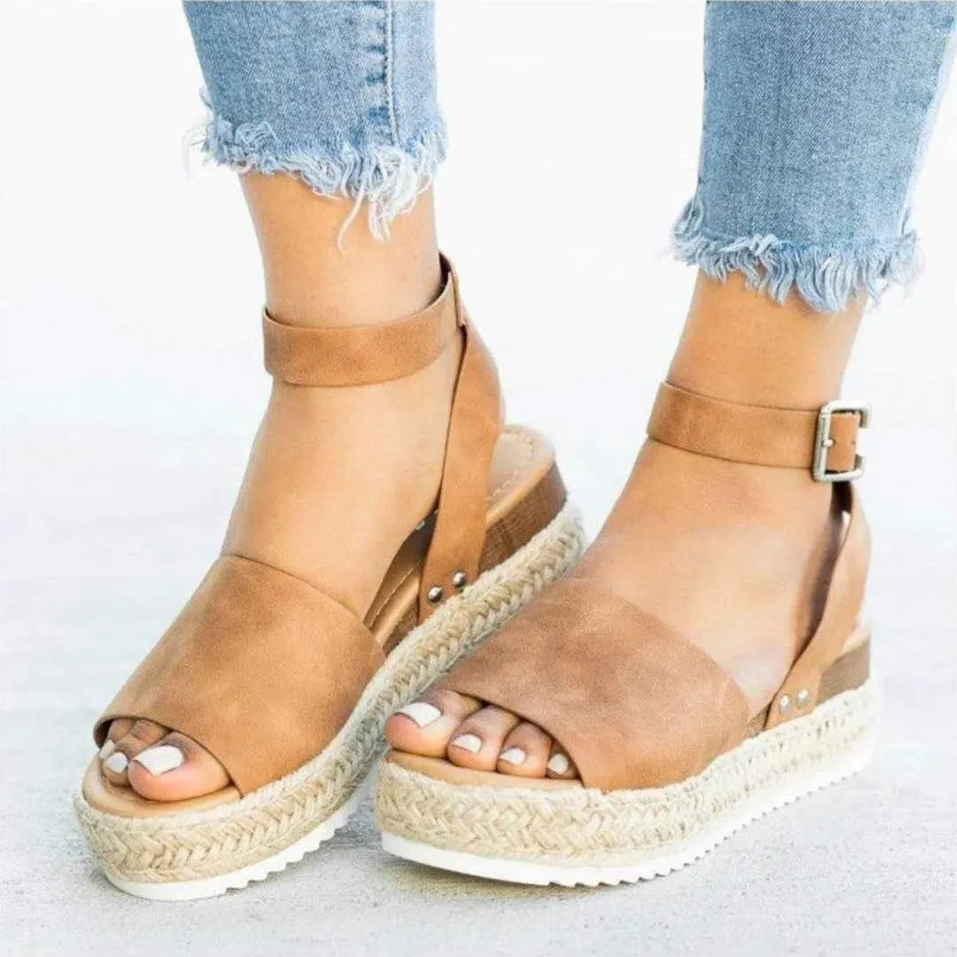 Slip On Platform Espadrille Flat Sandal