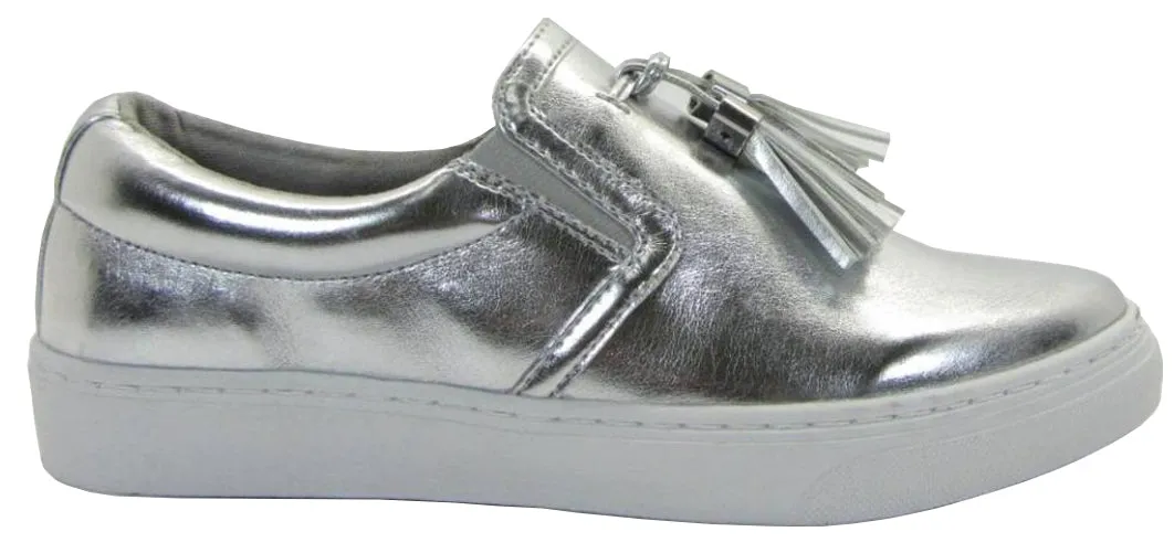 Soda Women's Closed Almond Toe Tassel Loafer Platform Flatform Fashion Sneaker
