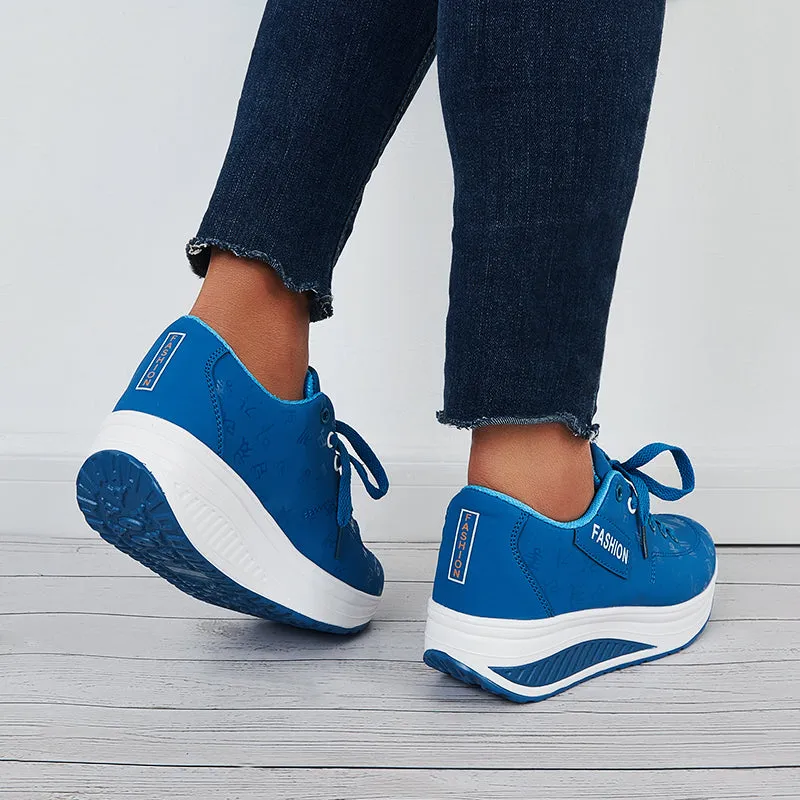 Sohiwoo  Women Waterproof Sneakers Lace Up Casual Platform Athletic Shoes