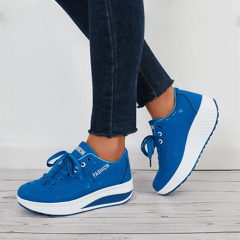 Sohiwoo  Women Waterproof Sneakers Lace Up Casual Platform Athletic Shoes