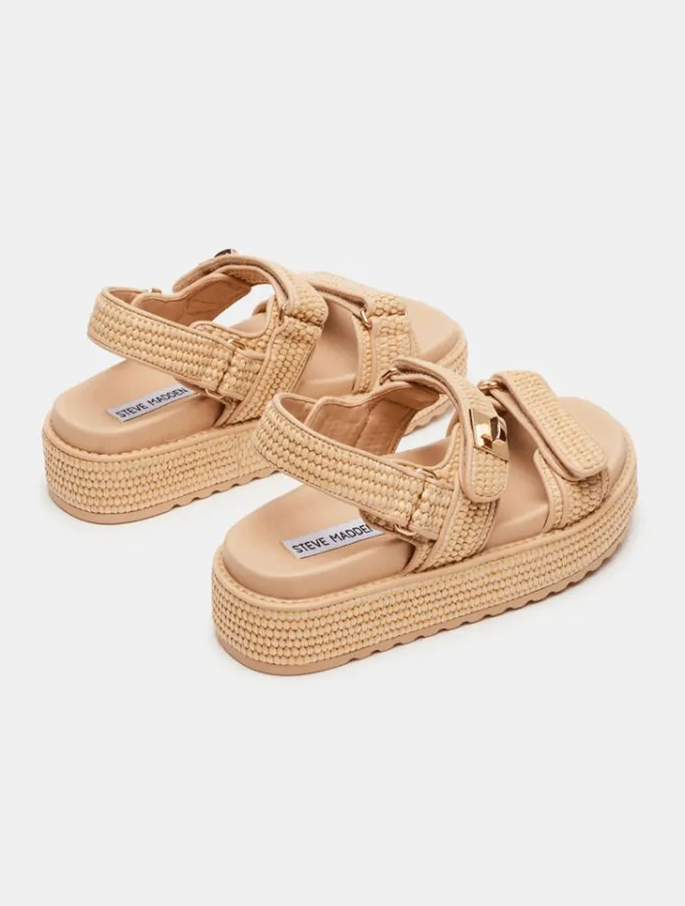 Steve Madden Bigmona Slingback Platform Sandal in Natural Raffia